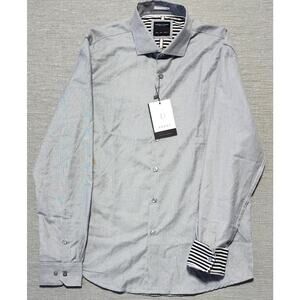 Denim & Flower Ricky Singh Gray Button Down Shirt Mens L Dobby Textured